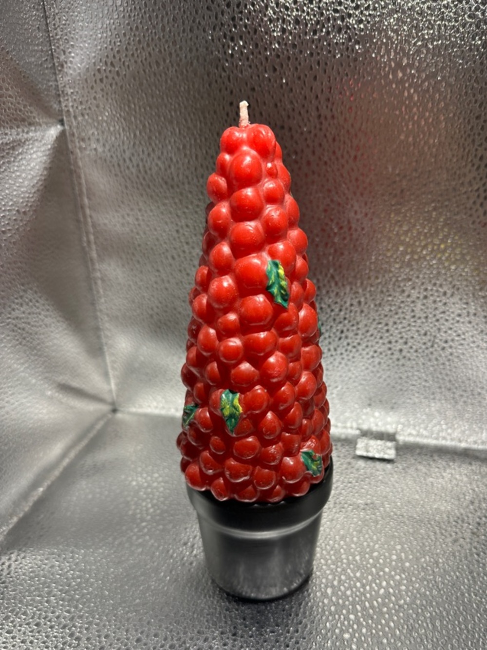 Red Berry Cone/Planter Decorative Candle with ceramic vase